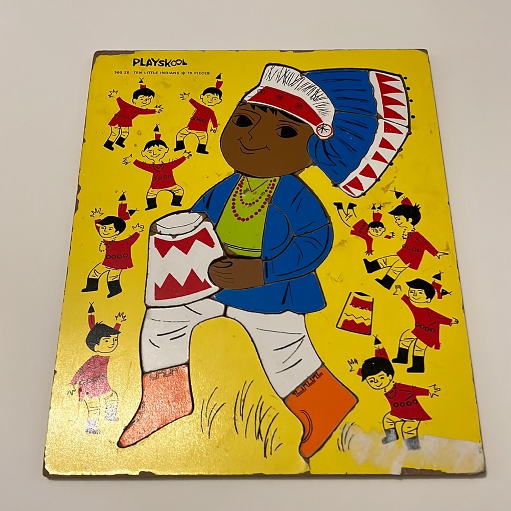 Antique Playskool Ten Little Indians Wooden Puzzle